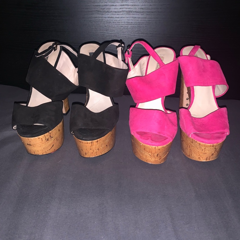 Zara Black and Pink Platform Shoes with Elastic Straps